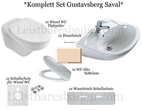 *KOMPLETT SET* Gustavsberg Saval Wand WC Softclose Sitz Waschtisch 60 cm Lotusclean Farbe bahamabeige ,beige