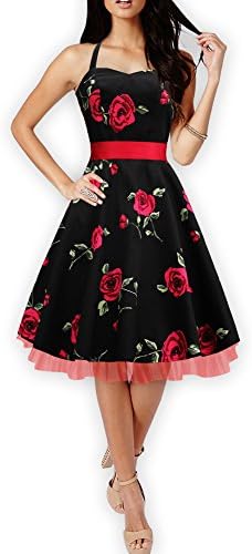 BlackButterfly 'Rhya' Infinity Vintage Rockabilly Floral Party Dress (Large Red Roses, UK 18)