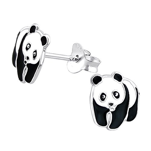 Laimons Mädchen Kids Kinder-Ohrstecker Ohrringe Kinderschmuck Pandabär panda Bär schwarz weiß süß aus Sterling Silber 925