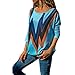 Produktbild Kingko Damen Herbst und Winter Arbeiten lose mit Langen Ärmeln V-Ausschnitt-Pullover Pullover V-Ausschnitt Pulli Tollen Langarm T-Shirt Rundhals Ausschnitt Lose Bluse Hemd (M, Blau)
