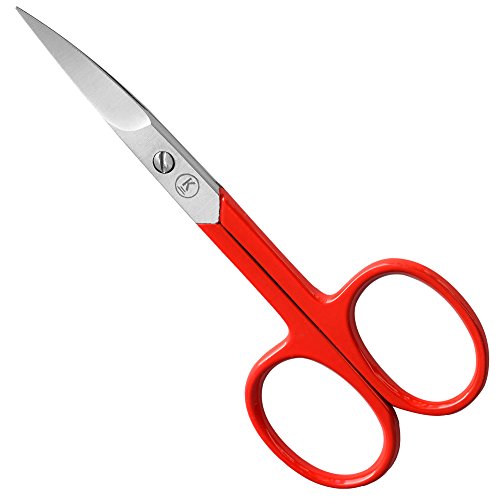 K-Pro - Nail Scissors for Fingernails - Professional for Men and Women - Curved (Red)