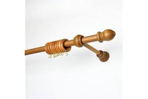 TENDAGGIMANIA Bastone per Tende da Interno in Legno OLMO Diametro 23 mm - Misura 160 CM - Per Camera da Letto, Soggiorno,Cucina, Ufficio - Bastone Tenda con Anelli, Terminali e Staffe di Montaggio