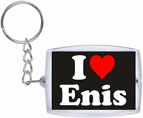 Exclusive Gift Idea: Keyring "I Love Enis" in Black, a Great gift that comes from the Heart - Backpack pendant - love pendant - Keychains- Keyring- Christmas Gift