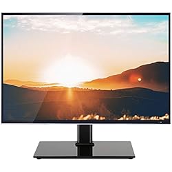 RFIVER Support TV Pied sur Socle Pivotant et Hauteur Réglable à Téléviseur de 32 à 55 Pouces Verre Trempé VESA Max 400x400mm Noir UT1002