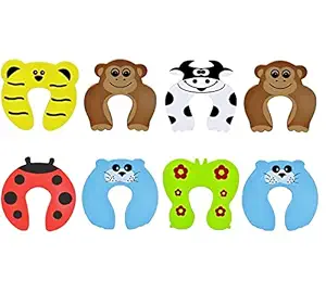 YANCI Cartoon Animal Baby Finger Pinch Guard, Soft Foam Door Stopper Guard, Prevent Finger Pinch Injuries, Slamming Door, Child or Pet from Getting Locked in Room (Random Pattern, Pack of 8)