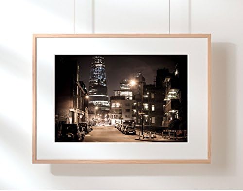 "The Shard & Union Street by Night" London. 40x30cm Mounted Photograph. City Skyline Wall Art Large Oversized Photo - Artwork Mounted & Ready to Frame for Living Room or Office