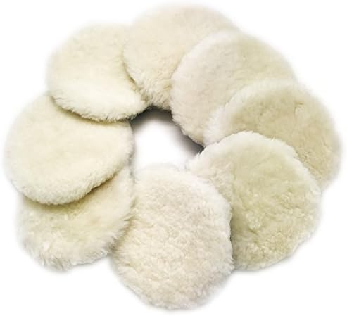 Astron Top Lambs Wool Polishing Pad, 6-Inch, 8-Pack, Hook &amp; Loop, Compound Cutting &amp; Polishing, for Random Orbital Sander, WC6V8