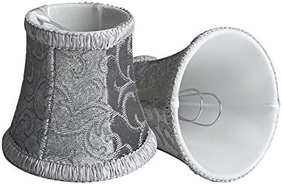Epack 2pcs European Style Lamp Shade, Handcraft Fabrics Wall Lamp Clip-on With Hook Flowers Décor For Chandelier, Candle Lamp, Crystal Lamp (Grey)