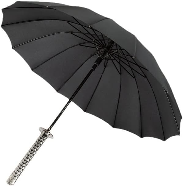 XIEHEMAO Paraguas samurái con mango largo, paraguas espada creativo, diseño de espada samurái, viajes al aire libre, sol y lluvia, a prueba de viento, impermeable
