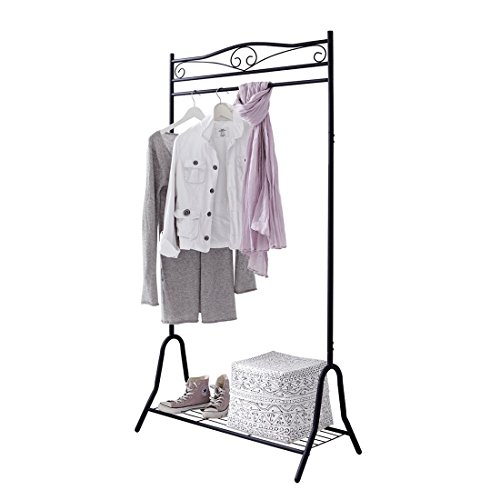 Garderobe Metall schwarz Kleiderständer mit Schuhablage Breezy ca. 90 x 46 x 172 cm