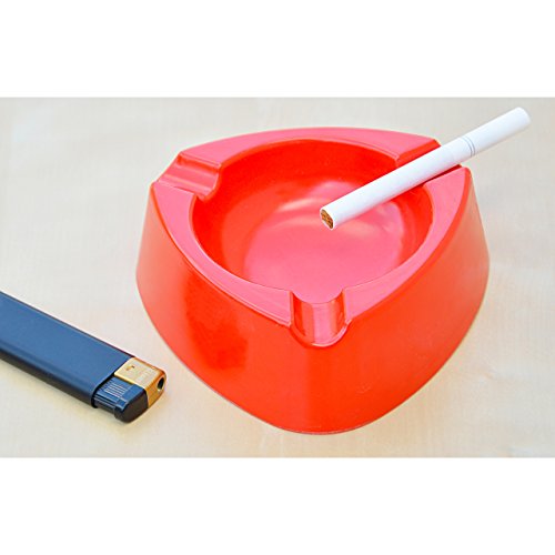 Aschenbecher Ascher aus Kunststoff – 2 Stück – Farbe: Rot – Durchmesser 12,0 cm – einfach – cool – günstig - 2