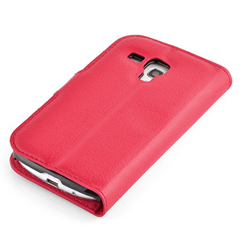 Cadorabo – Book Style Hülle für Samsung Galaxy TREND PLUS (GT-S7580) – Case Cover Schutzhülle Etui Tasche mit Standfunktion und Kartenfach in KARMIN-ROT - 6