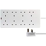 Abacus Range 8 Way Multi Plug Extension Lead 0.5m Power Strip | 8 Socket Extension Cord 0.5 Meter | 8 Gang UK Mains Electric 