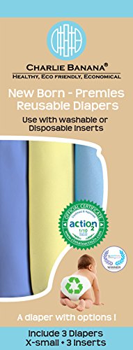 Preisvergleich Produktbild Charlie Banana Unisex Windeln mit drei wiederverwendbar fügt, XS, 3-teilig
