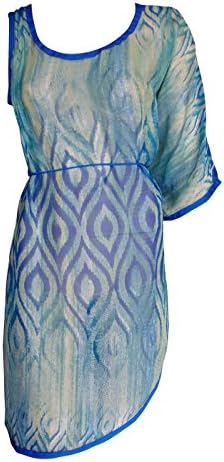 SUNROSE Designer One Sholder Blue Chiffon Beach Cover up Caftan Kaftan