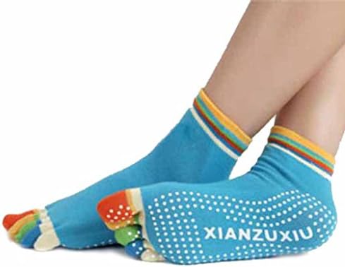 Sportmaking High Quality Store Womens 5-Toe Socks Yoga Gym Non Slip Massage Full Grip Socks (blue)
