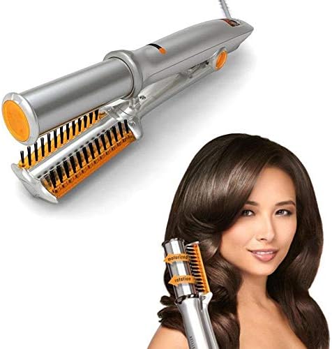 2 in 1 Straight Hair Curler Automatic Roller Ceramic Coating Wand Rotating Hot Iron Straight Comb for All Types of Hair EU Plug
