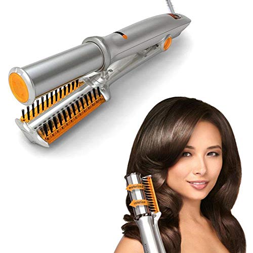 2 in 1 Straight Hair Curler Automatic Roller Ceramic Coating Wand Rotating Hot Iron Straight Comb for All Types of Hair EU Plug