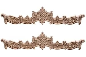 Yulakes Holz Ornament Appliques Möbel Holzaplikationen Holzornamente Schnitzerei Ornament Applique Holz Verzierung Frame Ornament Frame Geschnitzte Ecke Onlay Unlackiert Applique 30X 6cm (2PCS)