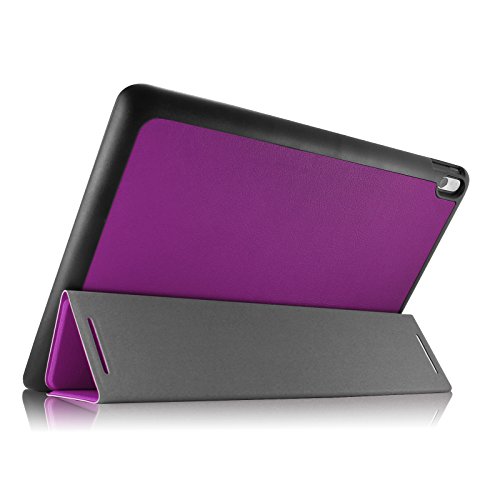 Infiland Lenovo IdeaTab A10-70 Hülle Case-Ultra Dünn Tri-Fold Smart-Muschel PU Leder Ultra Schlank Superleicht Ständer Smart Shell Cover Schutzhülle Etui Tasche für Lenovo IdeaTab A10-70 (10,1 Zoll) (lila) - 5