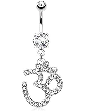 Paula & Fritz® Bauchnabelpiercing aus Edelstahl Chirurgenstahl 316L mit Anhäng...