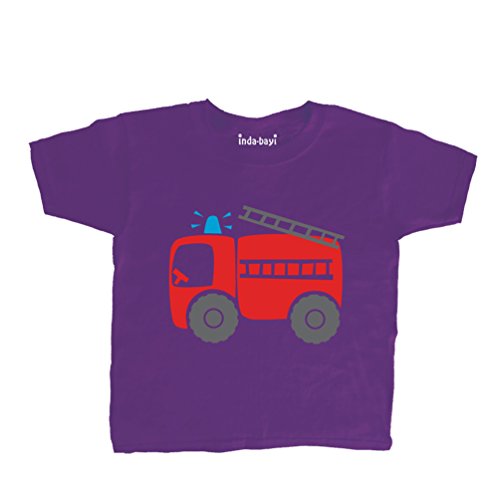 Inda-Bayi Baby-Toddler-Kids Cotton T Shirt - fire Engine Multicolour on Purple 2-3 Years