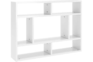 vidaXL Estantería de Pared Repisa Flotante Balda Estante Salón Sala de Estar Estudio Exhibición Decoración Contrachapada Blanco Brillante 75x16x55 cm