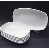 6 Adet Beyaz Melamin Kayık Tabak 28x18cm B&uuml;y&uuml;k Boy Salata Tabağı G&uuml;nl&uuml;k Kullanıma Hesaplı Oval Tabak