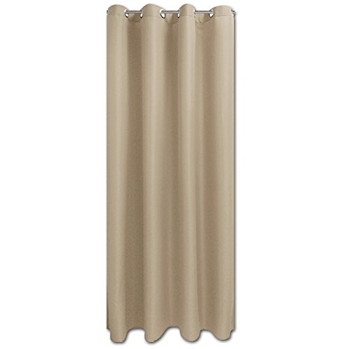 JEMIDI Ösenschal Blickdicht 140cm x 245cm Ösen Schal Gardine Vorhang Fenster Deco Öse Schlaufen (Sand)