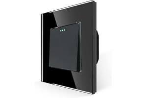 JIMEIDA Interruptor de luz de 1 vía, 2 vías, de cristal, color negro, empotrable, interruptor de pared, interruptor basculante, 10 A, 250 V