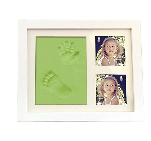 BXT Double Baby Toddler Handprints Footprints Frame Casting Impression Kit with Delicate Baby Photo Frame Set Baby Gift