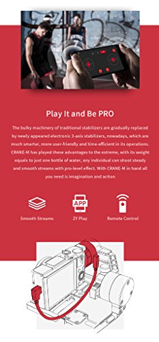 Zhiyun Crane m 3 assi brushless palmare Gimbal con controller wireless â€“ rotazione di 360 gradi illimitato 12 ore di autonomia per smartphone/mirrorless/Action Camera â€¦ (Grane-M)