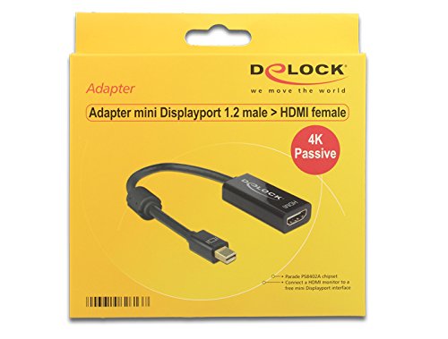 Delock Adapter mini Displayport 1.2 Stecker > HDMI Buchse 4K Passiv schwarz