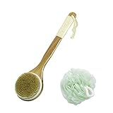 JUSTIME Badpinsel-Set mit langem Griff und Mesh-Schwamm Duschball | Natural Bors