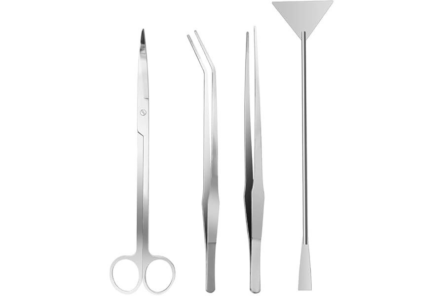 ANMEISH Aquarium Aquascape Tools Kit, 4 in 1 Aquarium Scissor Tweezers Spatula, Stainless Steel Aquatic Plants Aquascaping Tools Set for Fish Starter Kits & Aquariums Tank