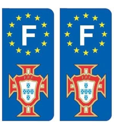 2 Stickers Drapeau Portugal Style Plaque Immatriculation - Autocollants Vinyle Qualité 4.66x10.23 Cm - Pour Valise, Voiture - 13