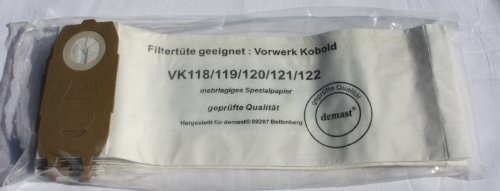 Preisvergleich Produktbild 10xStaubsaugerbeutel geeignet für Vorwerk Kobold 118-122 von Demast®