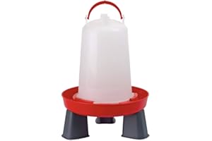 SM PET SUPPLIES S M Pet Supplies 1.5L Red & White Poultry Drinker with Removable Legs, with Carrying Handle Made From UV Resistant Plastics For Long Term Use