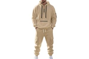 MEDUOLA Chándal Hombre Chaqueta con Cremallera y Capucha Pantalones de Chándal con Bolsillo Conjunto de 2 Piezas Abrigo Cálido Ideal para Otoño e Invierno Casual Deporte