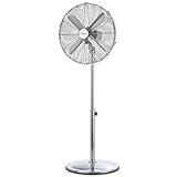 Cecotec Ventilateur sur Pied ForceSilence 580 RetroStyle. 4 Pales, 60 W, 3 Vitesses, Moteur en Cuivre, Chromé, Bois, Métallique
