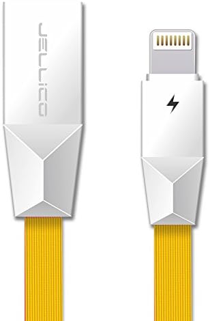 iPhone Charger Cable - Ultra High Speed Sync and Charge Flat Lightning Cable with LED Light Indicator for iPhone X, 8 / 8 Plus, 7 / 7 Plus, 6/ 6 Plus/ 6s, iPad Air 2, iPad Pro and More - 3ft (Yellow)