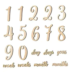 19 Pcs Baby Milestone Numbers Wooden Milestones Newborn Photography Prop Wooden Milestone Monthly Card