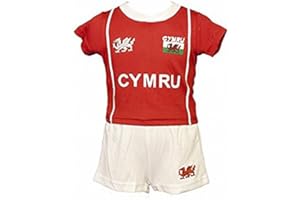 Manav (UK) Welsh Football KIT Baby, Toddler, Wales, Cymru, Flag (18-24) Red