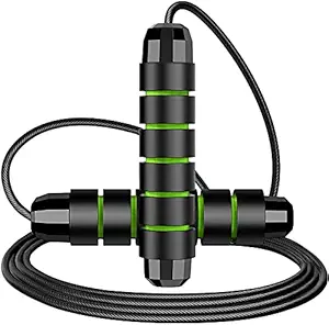Aurion Skipping-Rope Jump Skipping Rope for Men, Women, Weight Loss, Kids, Girls, Children, Adult - Best in Fitness, Sports, Exercise, Workout (Black-Green(Tangle Free))