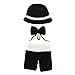 Produktbild URSING Neugeborenen Foto Kostüm Junge Mädchen Outfit Baby Fotografie Requisiten Cowboy Hüte Gestrickte Mützen+ Hose Stiefel +Krawatte Gentleman Dreiteiliger Anzug Fotoshooting (B)