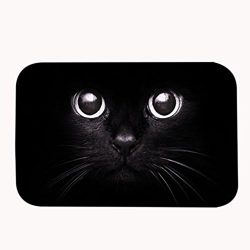 TrUiuiui Super Soft Non-slip Black Cat Bath Mat Coral Fleece Area Rug Door Mat Entrance Rug Floor Mats for Front Outside Doors Entry Carpet 40 X 60 cm