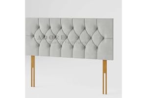 Adore Living Divan Bed Headboard Elegant Chesterfield Plush Velvet 20" Height Padded Lined Headboard (Silver, 4ft6 Double)
