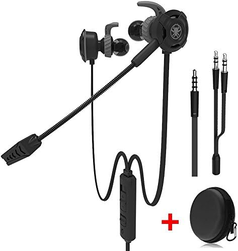Wired E-Sport Earphone with Adjustable Mic for PS4, Laptop Computer, Cellphone,and so on, maxin 3.5mm Wired Earburds with Snug and Soft Design, Inline Controls for Hands-free Calling (Black)