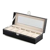 6 Grids Uhr Halter PU-Leder-Armbanduhr Anti-Auswirkung-Speicher-Fall mit abnehmbaren Kissen und Zipper