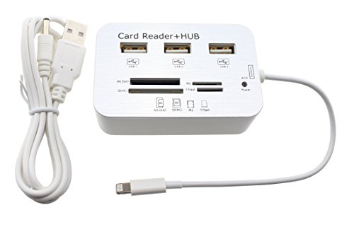 iPrime® 7in1 Camera Connection Kit / USB-Hub / SD (SDHC), TF (T-Flash), M2, MS, MS Duo, MMC Kartenlesegerät Card Reader Lightning Adapter für Apple iPad 4, iPad 5 Air, iPad Pro, iPad Mini 1-4 – Überträgt Bilder und Videos – iOS 10 kompatibel - 3